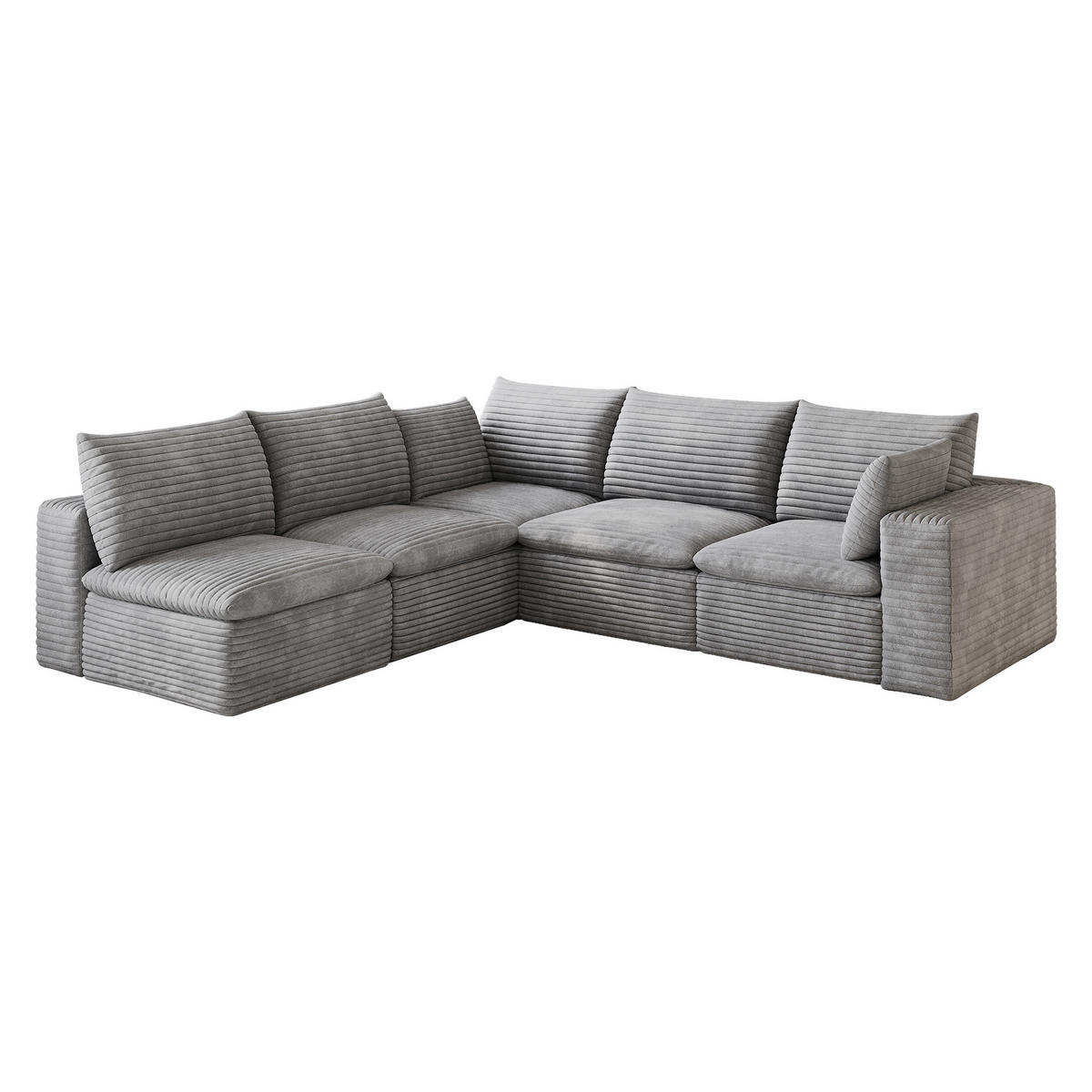 ECKSOFA DE-34773 5-Sitzer mit abnehmbare Polsterung Grau - Grau, Textil (250/260cm) - ComfortXL
