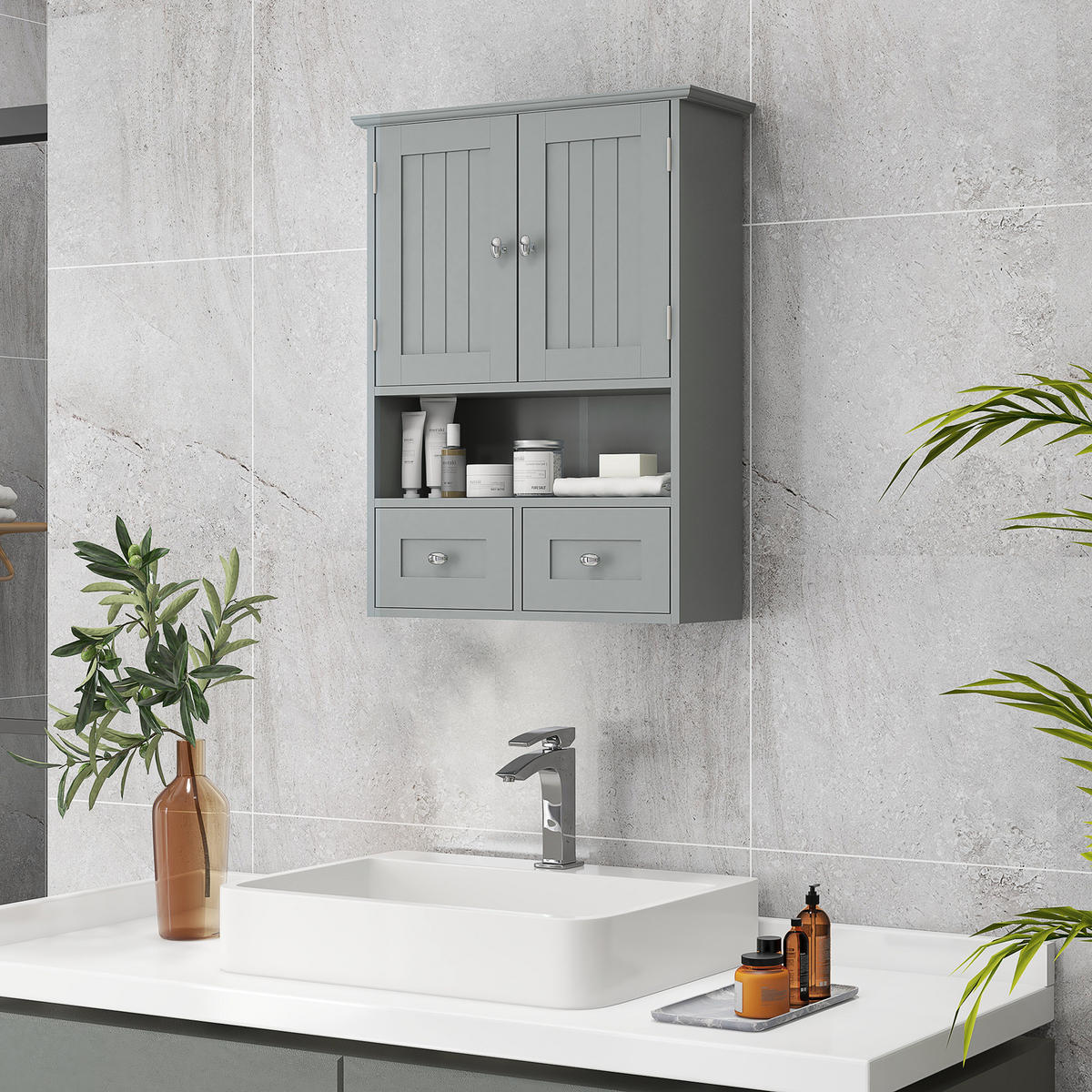HÄNGESCHRANK Grau 1 Stück - Grau, Kunststoff (50.8/66/17.8cm) - GiPP