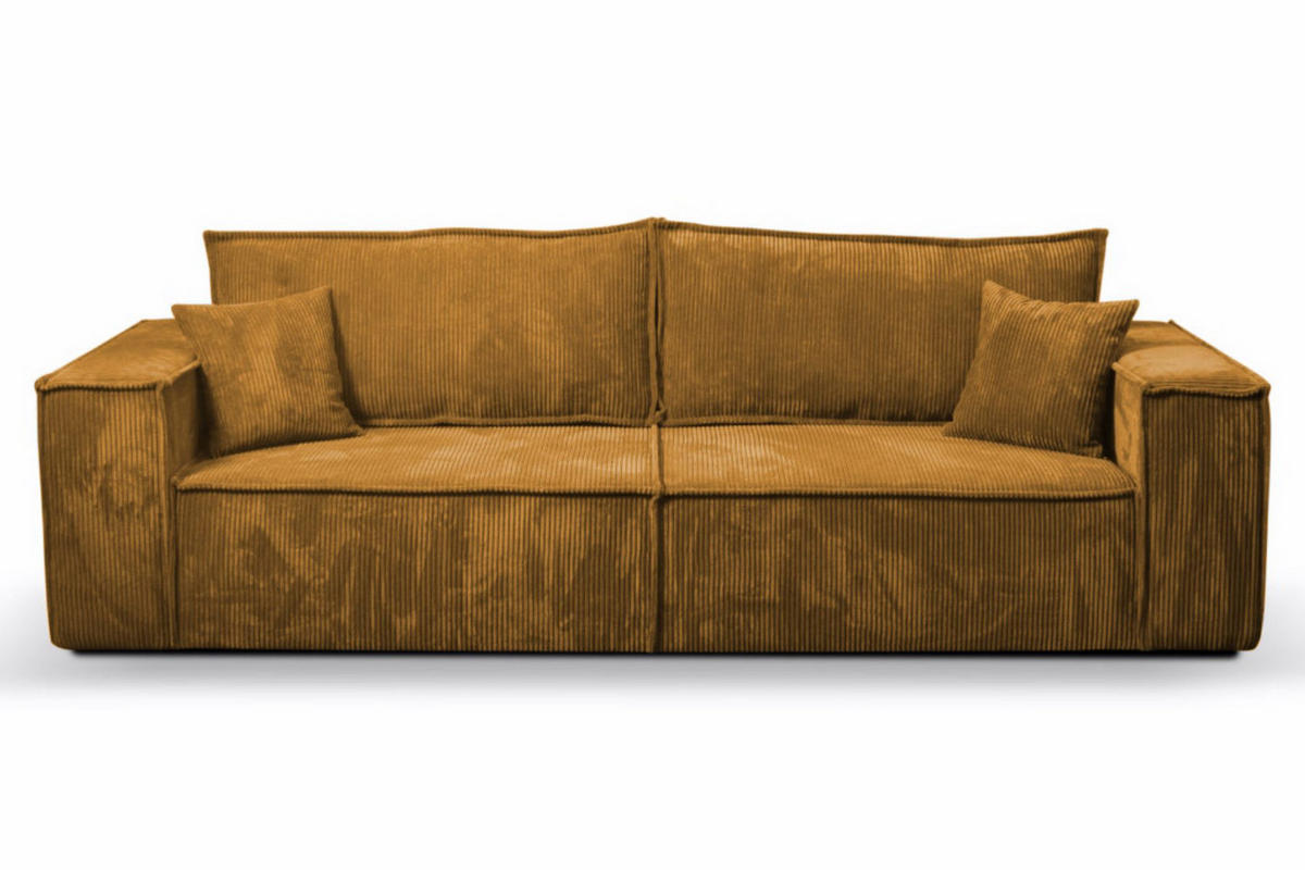 SCHLAFSOFA mit Bettkasten und Cordstoff MONA Gelb - Gelb, Holzwerkstoff (255/85/105cm) - Compleo24