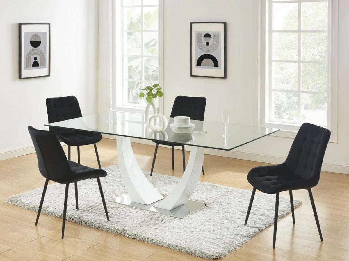POLSTERSTUHL 2er-Set - Samt & schwarzes Metall - Schwarz - OLLUA - Schwarz, Textil (60/87/49.5cm) - Vente-Unique