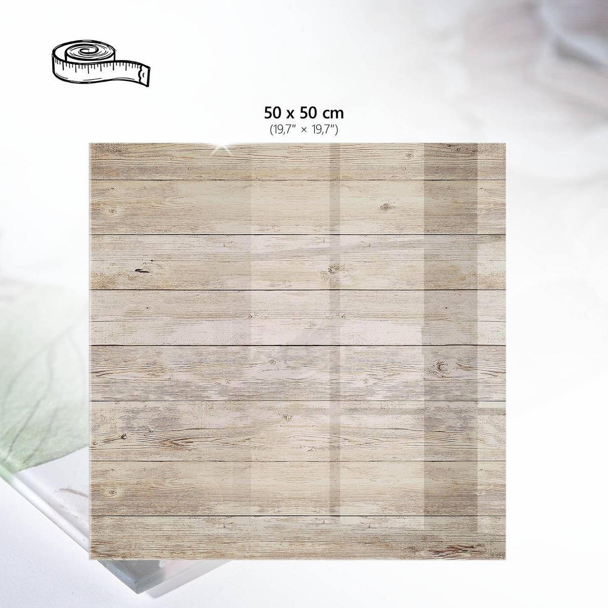 TISCHPLATTE 50x50 cm – Holzbretter - Weiß, Glas (0.4/50/50cm) - Wallfluent