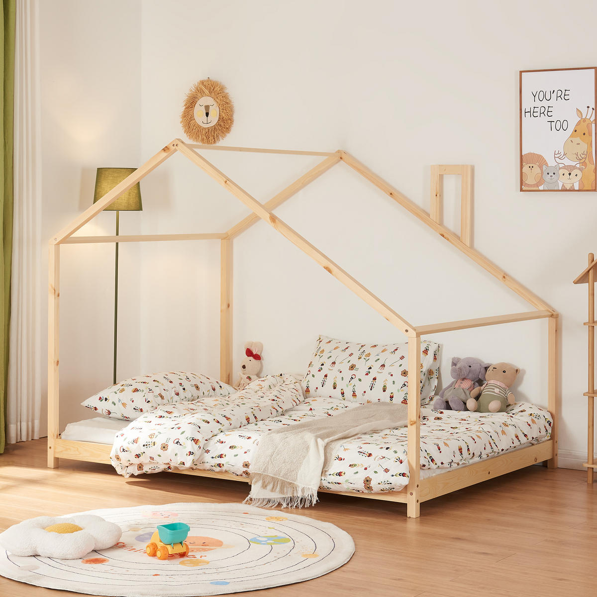 KINDERBETT Siuntio - Naturfarben, Holz (140/200cm) - [en.casa]