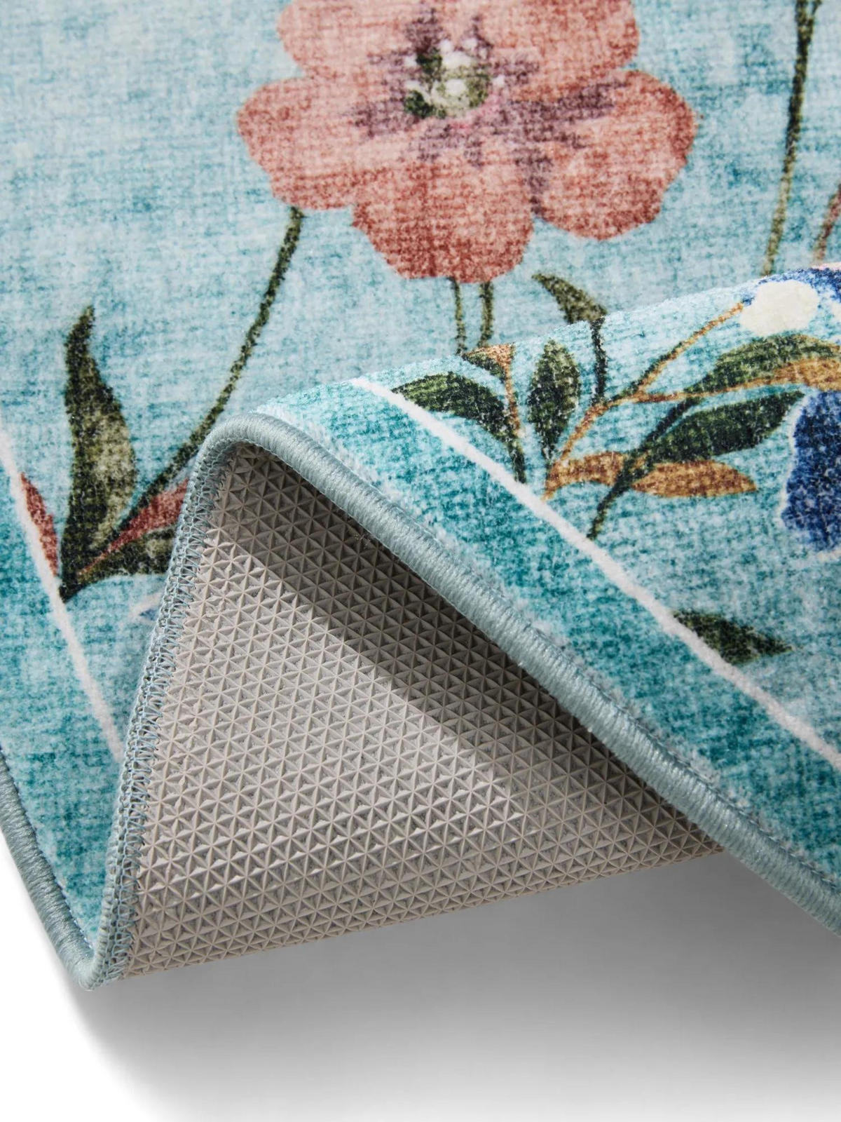 TEPPICH Milly waschbar Multicolor/Türkis ø 160 cm rund - Türkis/Multicolor, Kunststoff/Textil (160/160cm) - benuta