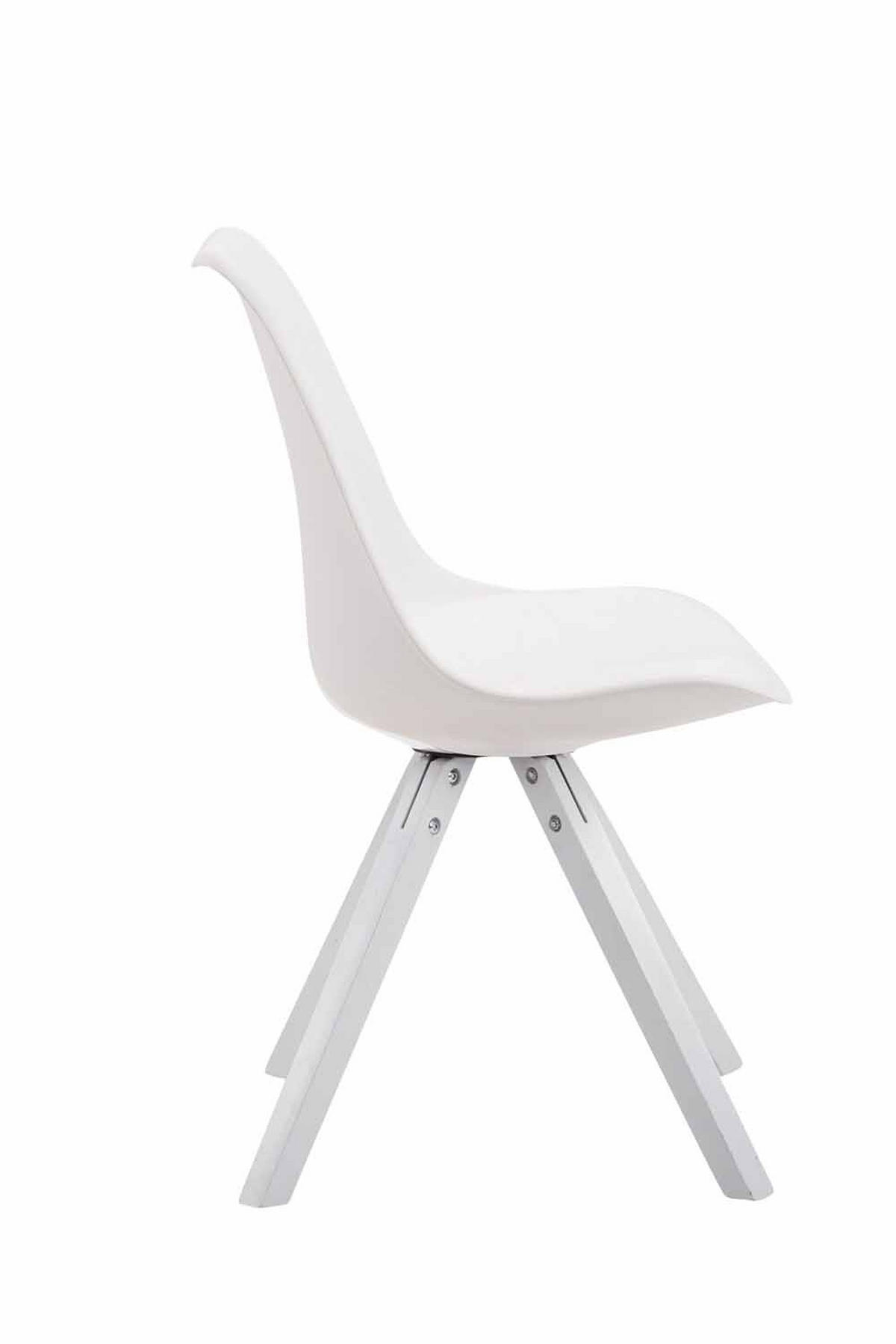 STUHL Lederlook weiß - Weiß, Holz/Textil (47.5/83/55.5cm) - CLP