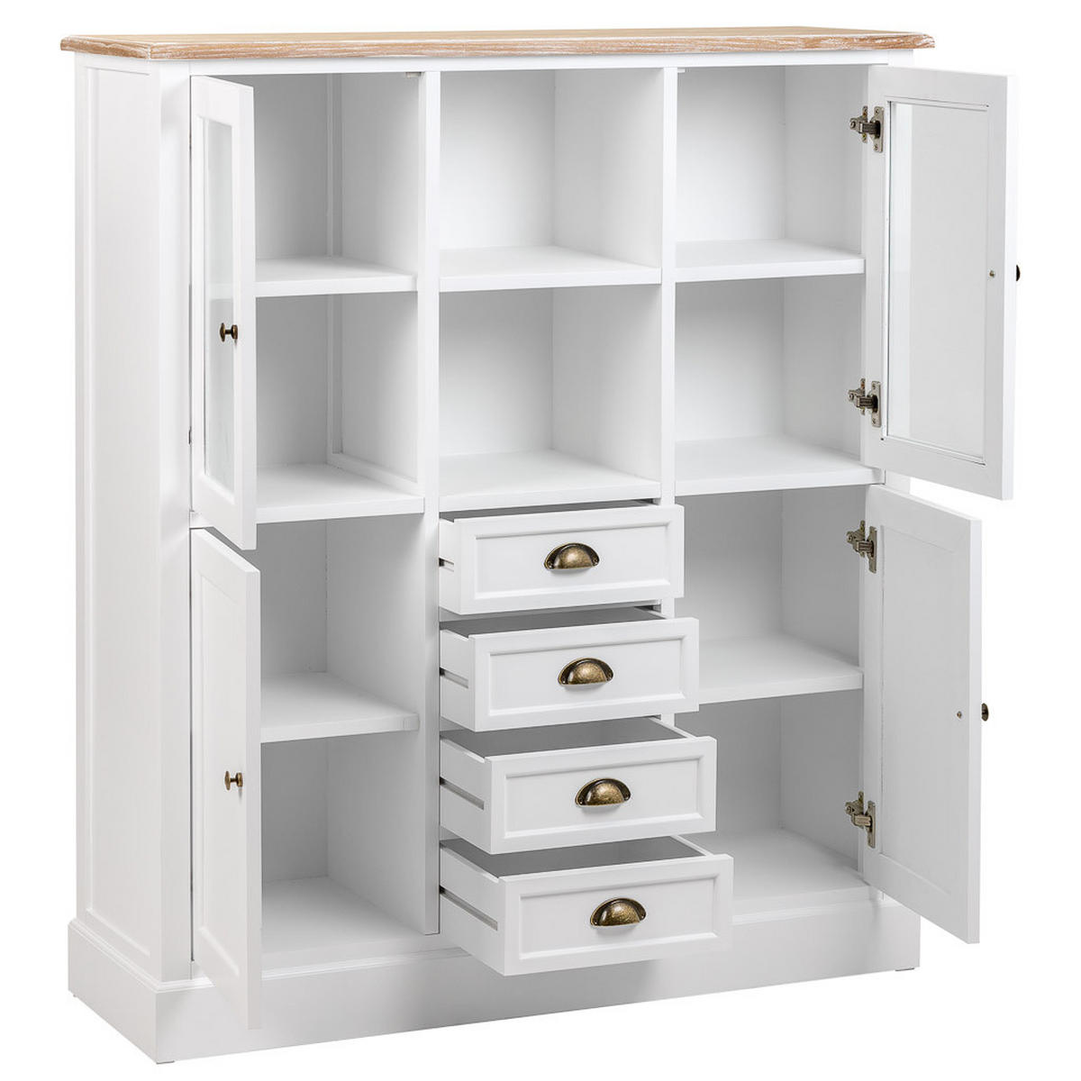 VITRINE aus Holz, weiß, 115x35x131cm - Weiß, Holzwerkstoff (115/130.5/35cm) - Wanderlust