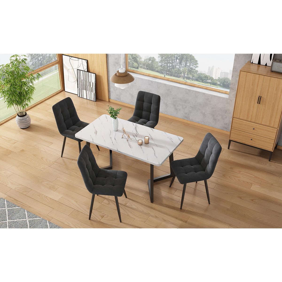 WOHNZIMMER STÜHLE mit Samtbezug, Ziersteppung und Metallbeinen in Dunkelgrau - Grau, Textil (44/78/46cm) - EVRYAE