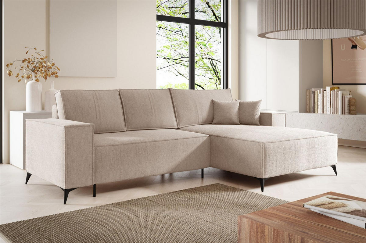 ECKSOFA Fiore - Creme, Holzwerkstoff/Textil (294/185cm) - Fun Möbel