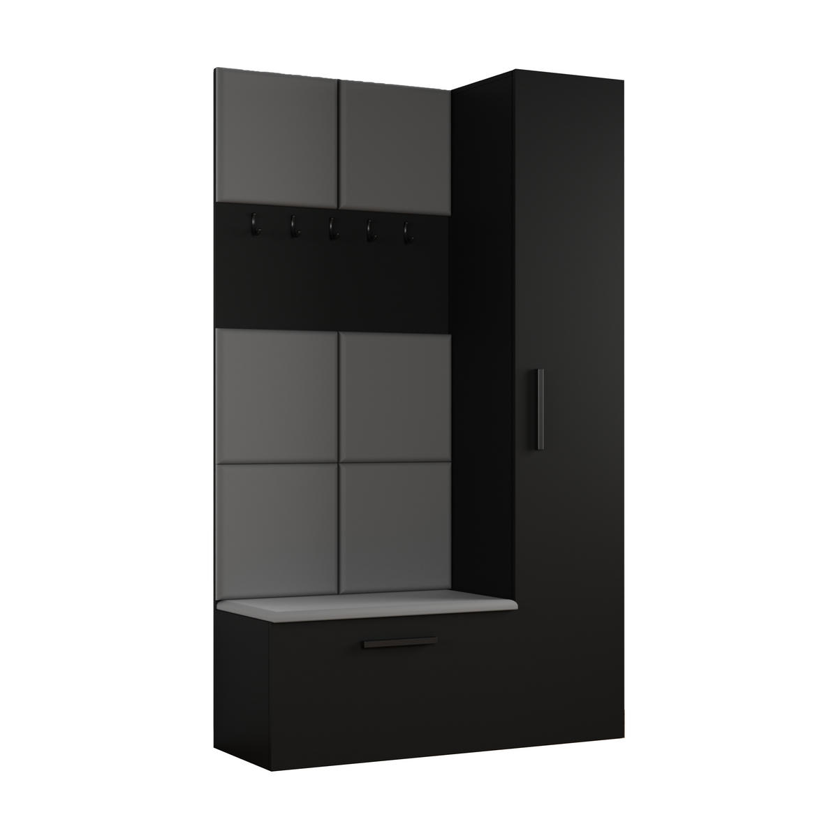 GARDEROBENSCHRANK Rosanno I Schwarz 80,6/204/40 cm – Modern, mit Kleiderhaken - Schwarz, Holzwerkstoff/Kunststoff (80.6/204/40cm) - AX Living