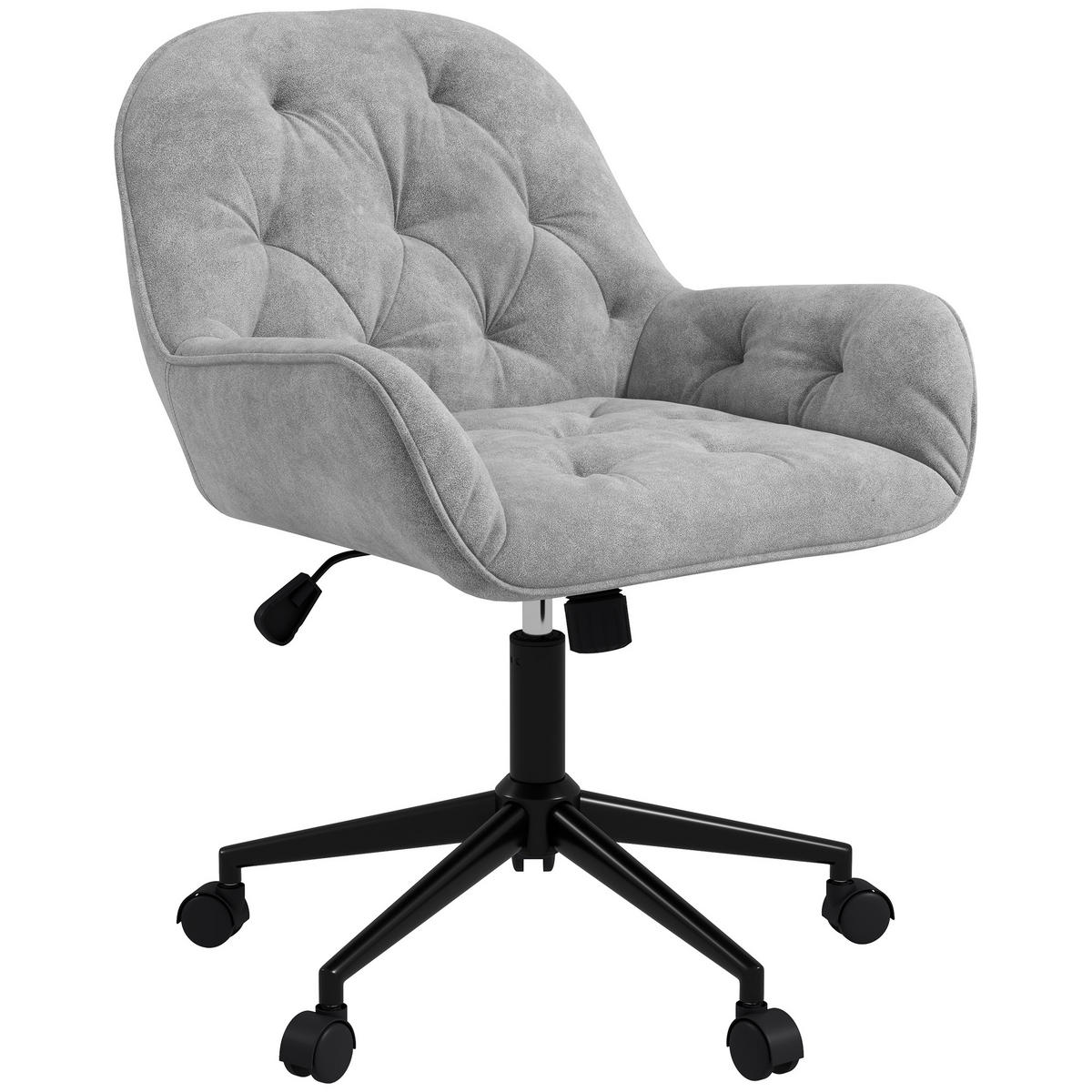 BÜROSTUHL DE-05006 Höhenverstellbar mit Samt-Optik Grau - Hellgrau, Metall (61/91/60cm) - ComfortXL