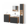 BADMÖBEL-SET Ronco Anthrazit gepunktet 4 Teile, mit Schubladenschrank und Midischrank - Eichefarben/Anthrazit, Holzwerkstoff (80/58/41cm) - Livinity®