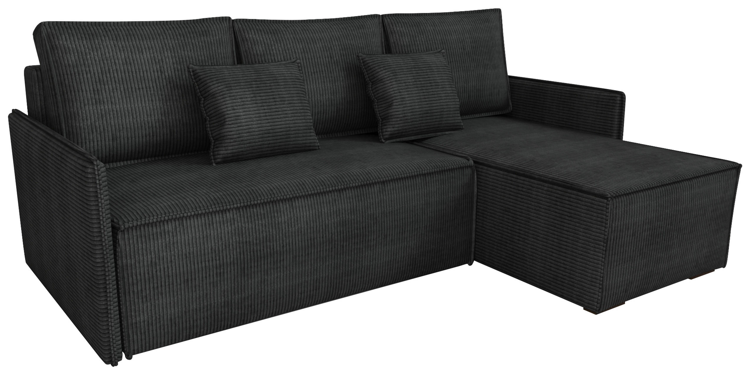 ECKSOFA Atlantic mit Schlaffunktion Schwarz Cord - Schwarz, Textil (238/141cm) - Bromarkt