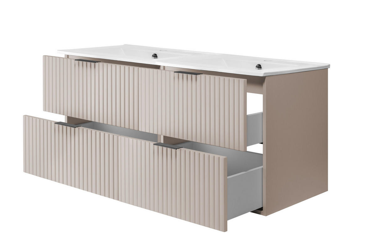 WASCHBECKUNTERSCHRANK FLOW + Waschbecken Eiche Craft 120/57/46 cm - Eichefarben, Holzwerkstoff (120/57/46cm) - Rodan