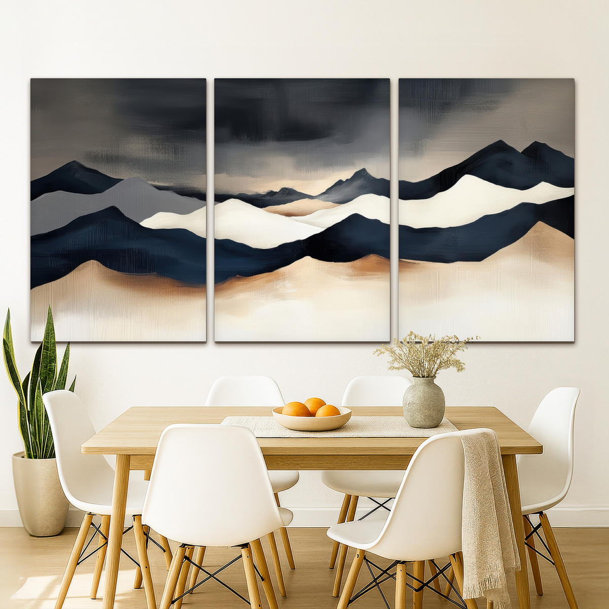 LEINWANDBILD 3er Set Landschaft - Abstrakt - Modern 240x120 cm - Dunkelblau, Textil (240/120cm) - MuchoWow