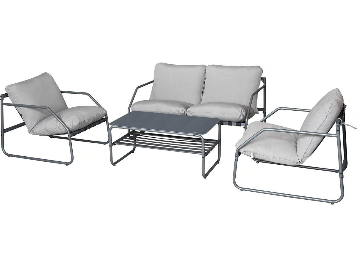 LOUNGEGARNITUR Sora 4-Sitzer Grau - Grau, Metall - Habitat Garten