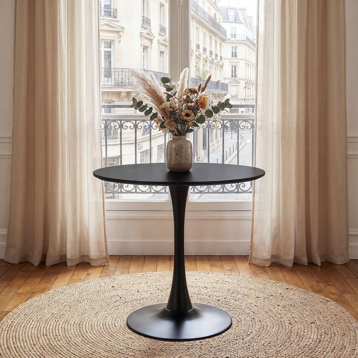 ESSTISCH LOIRE schwarz - Schwarz, Holzwerkstoff/Metall (80/80/73cm) - IDIMEX