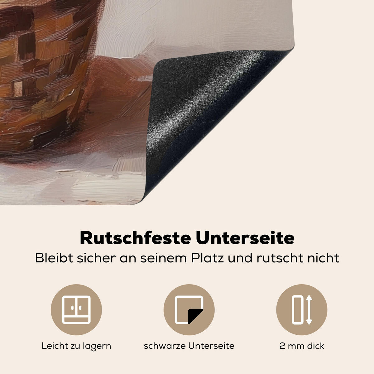 HERDABDECKPLATTE Korb - Eier - Rosa Induktionsmatte 77x59 cm - Beige, Kunststoff (77/59/0.2cm) - MuchoWow