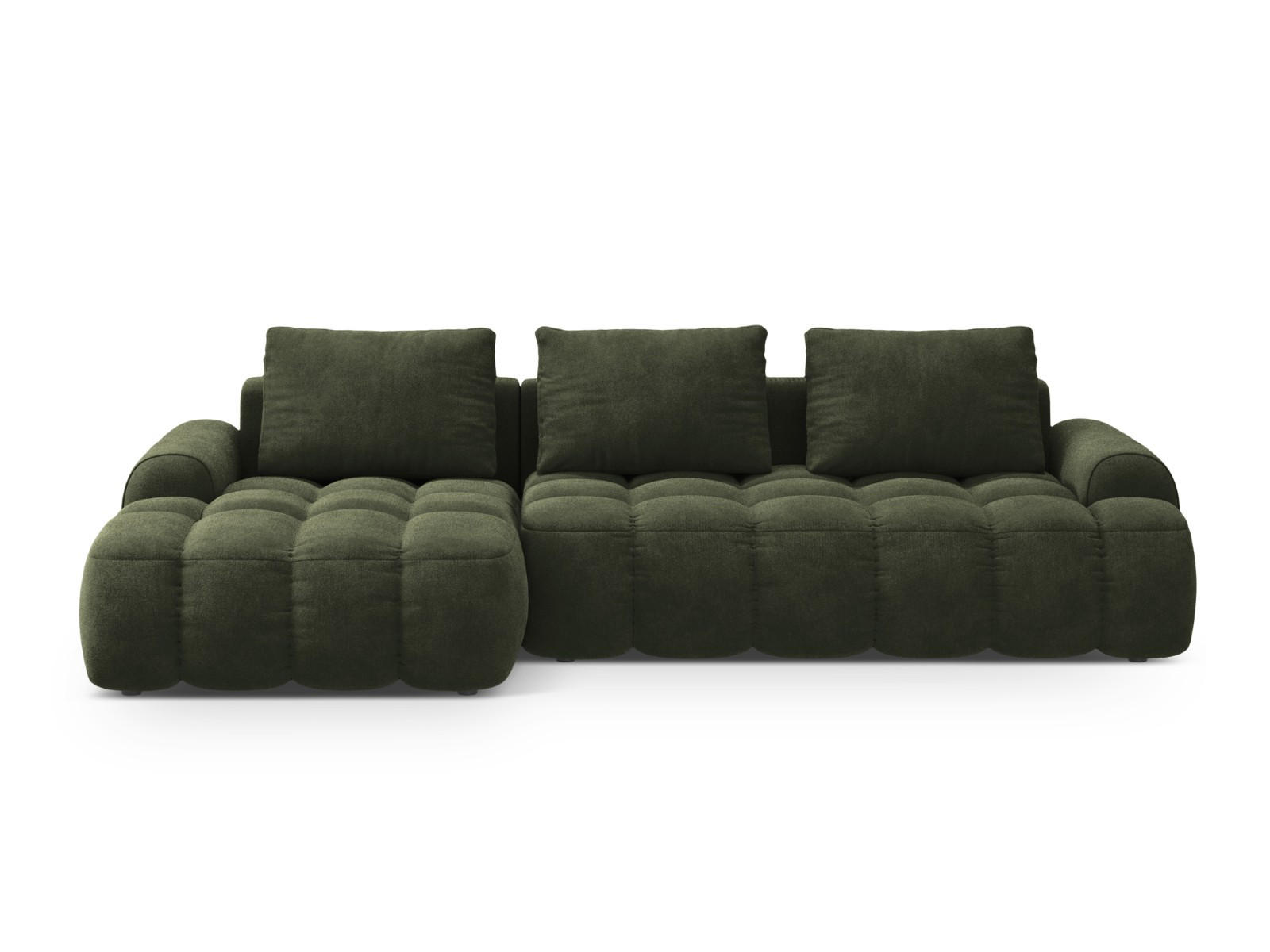 AUSKLAPPBARES-ECKSOFA links mit Container Linz aus Samt grün 3 Sitzplätze - Grün, Textil (142/275cm) - Cosmopolitan Design