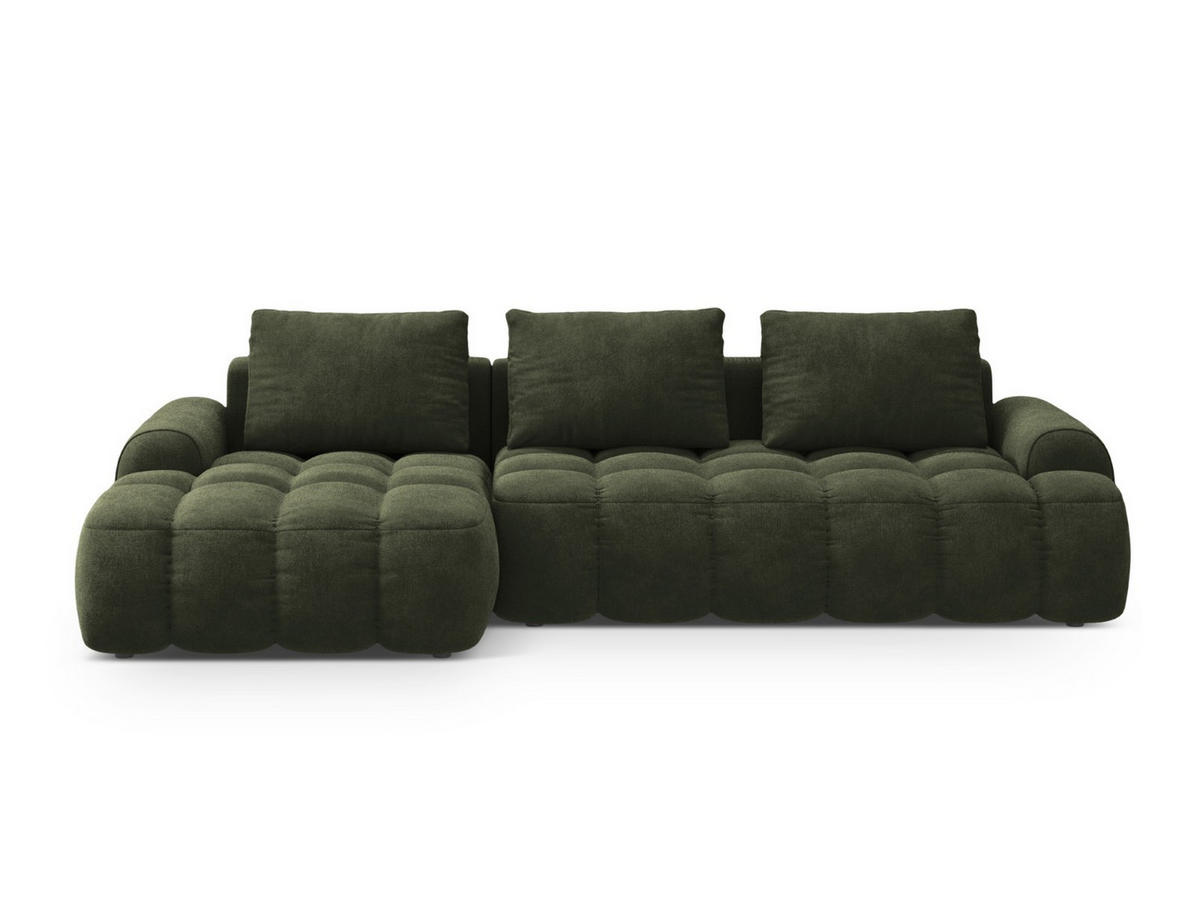 AUSKLAPPBARES-ECKSOFA links mit Container Linz aus Samt grün 3 Sitzplätze - Grün, Textil (142/275cm) - Cosmopolitan Design