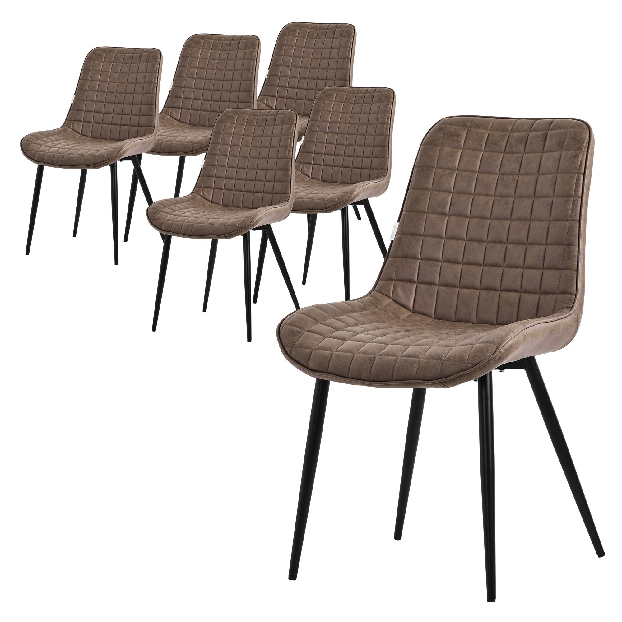 ML-DESIGN JÍDELNÍ ŽIDLE, sada 6 ks, hnědá, umělá kůže