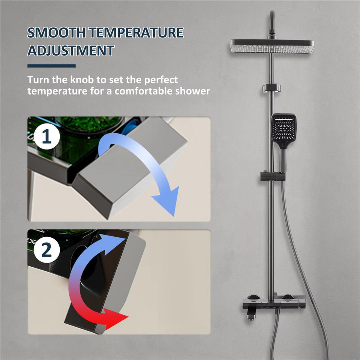 ÜBERKOPFBRAUSESET Drehbar Waschbecken Duschsystem - Grau, Metall (20/135/31cm) - Bextcok