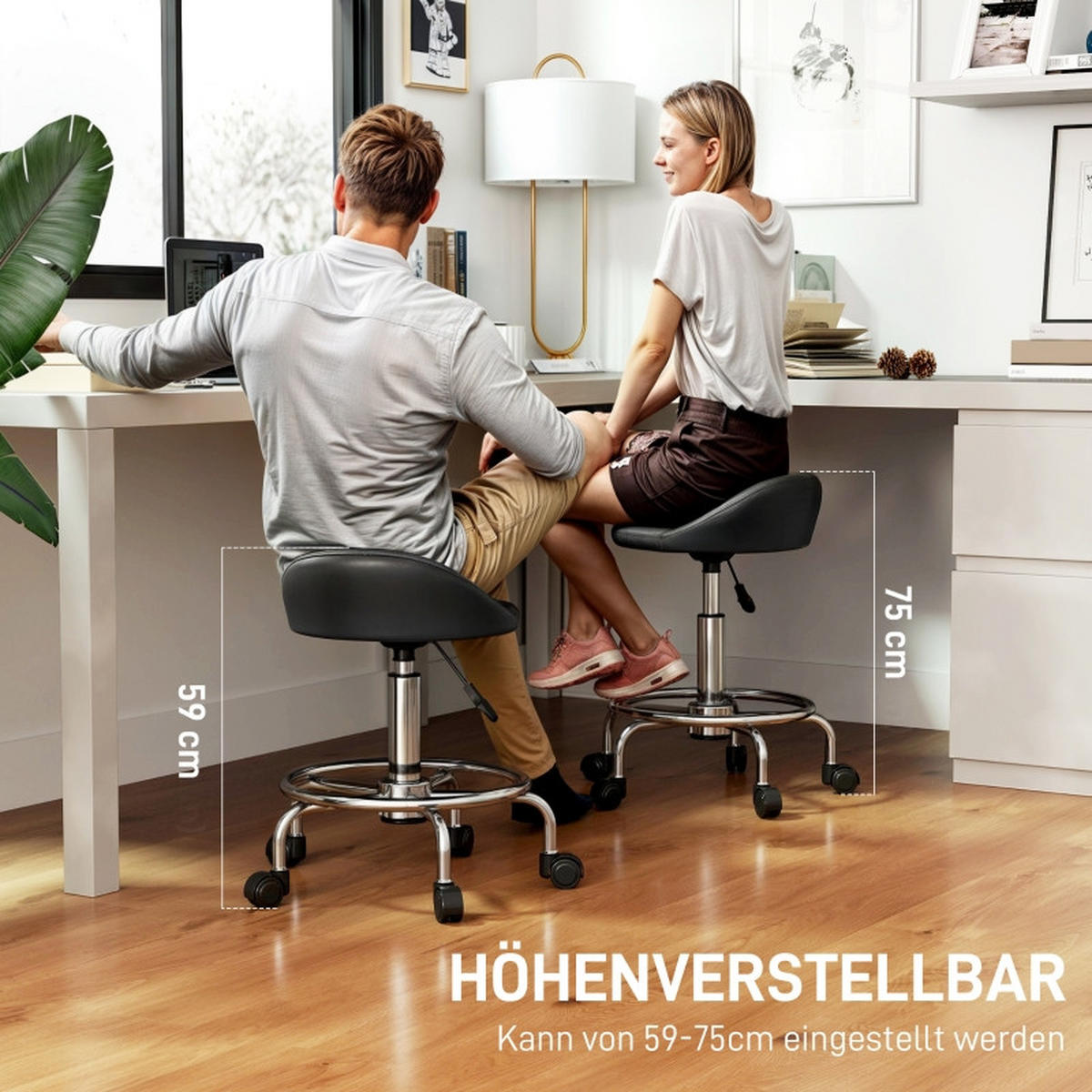 HÖJDJUSTERBAR rullpall med 360° ryggstöd, svart - Svart, Metall (43/75/43cm) - SHOPENTRA