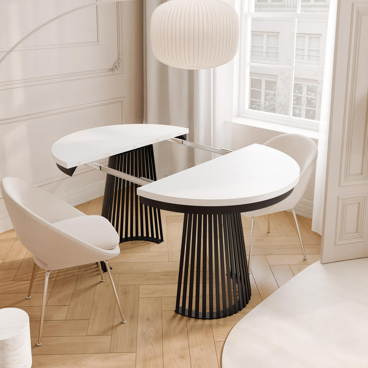 AUSZIEHTISCH AUREA 100-180/75 cm, Schwarz / Weiß - Schwarz/Weiß, Holzwerkstoff/Metall (100/100/75cm) - Idohome