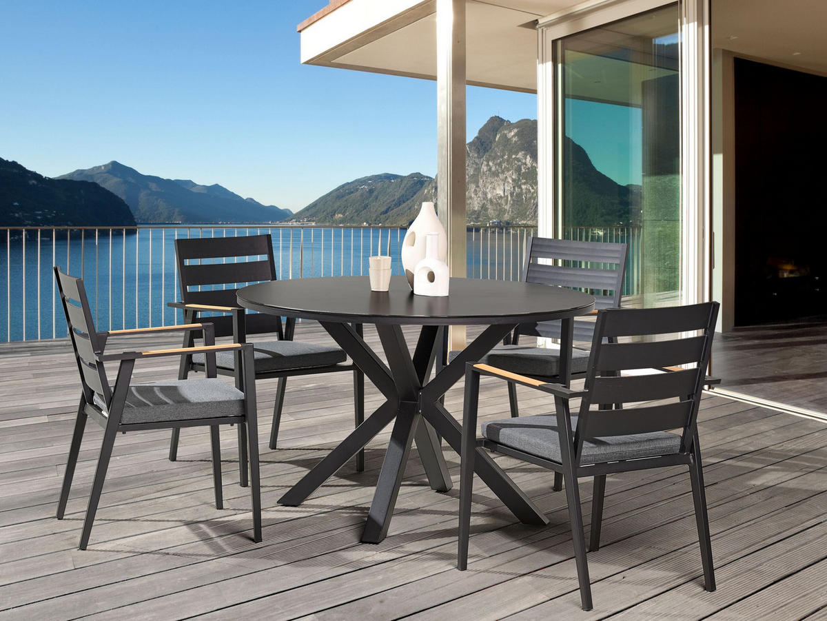 GARTENTISCH Keramik Schwarz Maletto - Schwarz, Metall (120/120/66cm) - Beliani