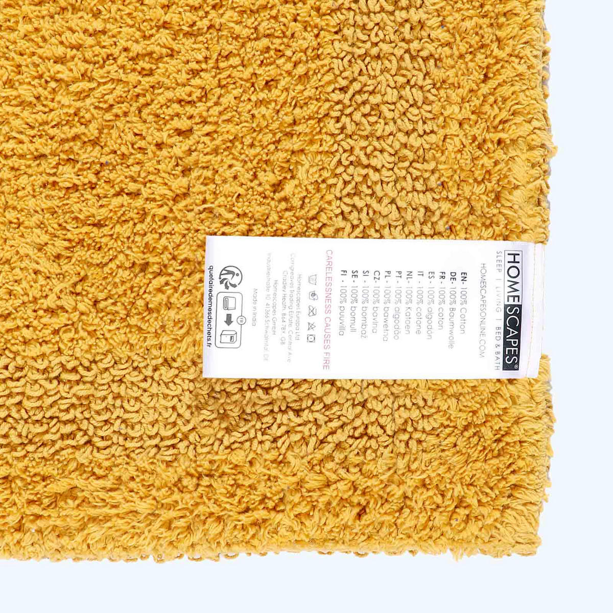 BADEMATTE 50/80 cm, 100% Baumwolle, wendbar - Currygelb, Textil (50/80cm) - Homescapes