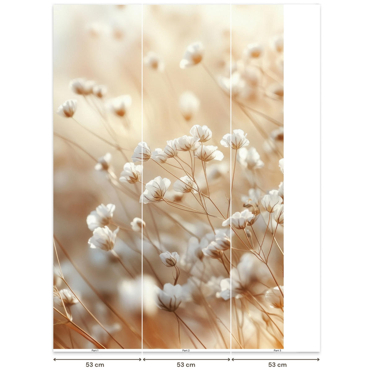 TAPETE - Wild - Blumen - Weiß - 140x200 cm - Creme, Papier (140/200cm) - OnlyWow