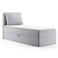 BOXBETT Egro Mini - 90x200 - hellgrau (Paros 05, Velvet) - Hellgrau/Schwarz, Holz/Holzwerkstoff (90/200cm) - Sofnet