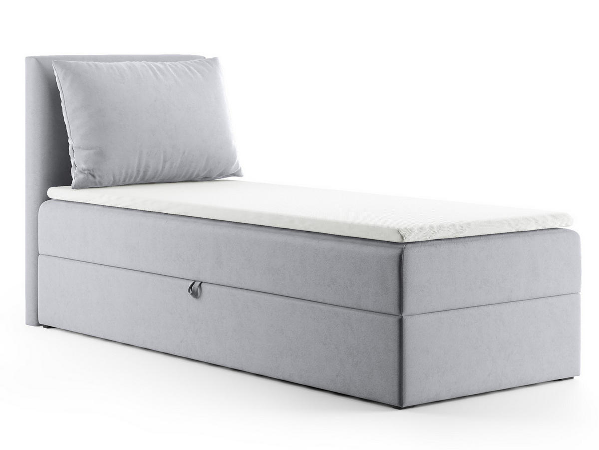 BOXBETT Egro Mini - 90x200 - hellgrau (Paros 05, Velvet) - Hellgrau/Schwarz, Holz/Holzwerkstoff (90/200cm) - Sofnet