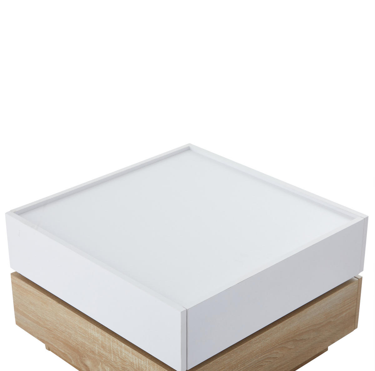 COUCHTISCH drehbar 60 x 60 x 38 cm Weiß Walnuss mit 2 Schubladen - Weiß, Holzwerkstoff (60/60/38cm) - Meubliv