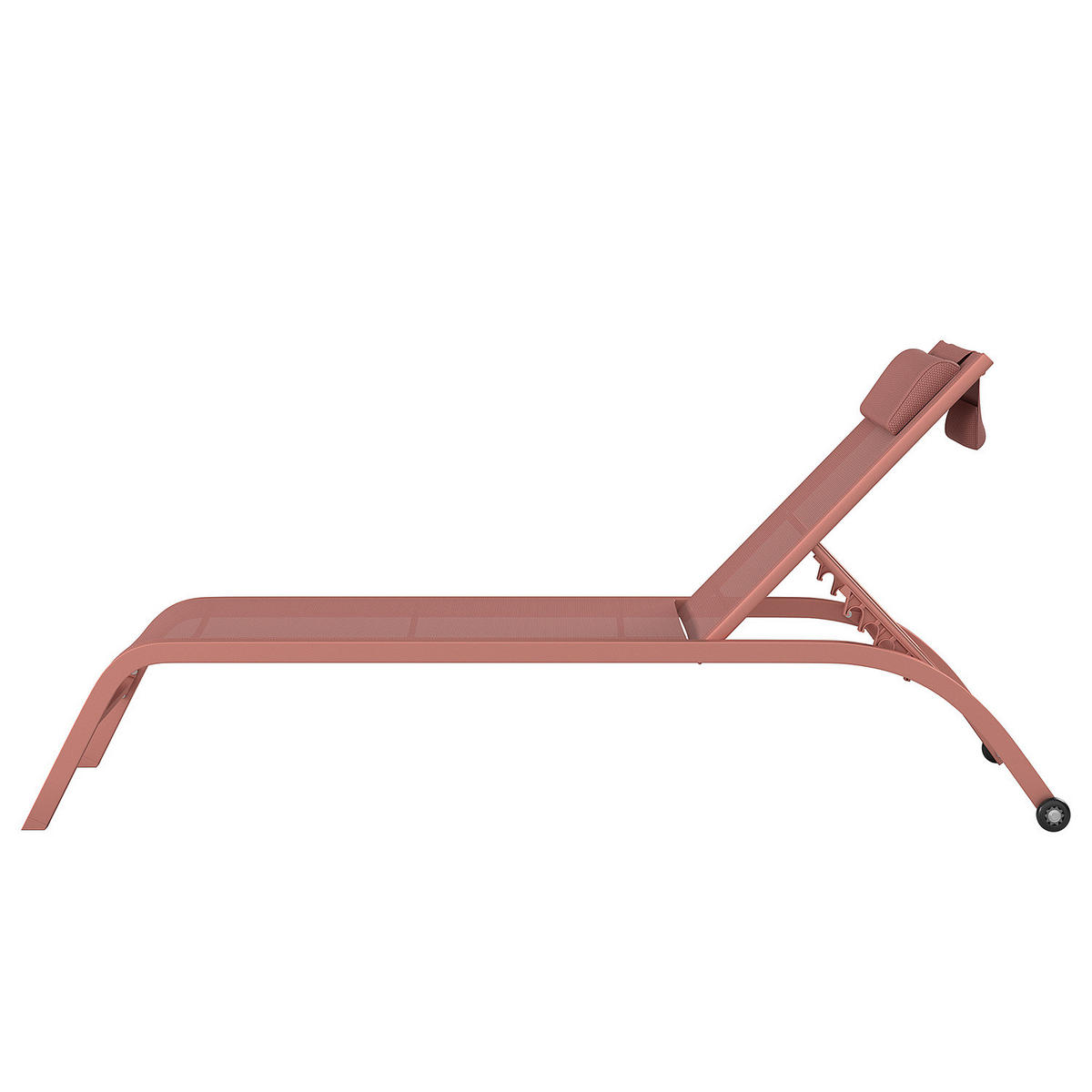 SONNENLIEGE - Polyrattan / Stahl - Terracotta, Textil/Metall (67/35/196cm) - home24