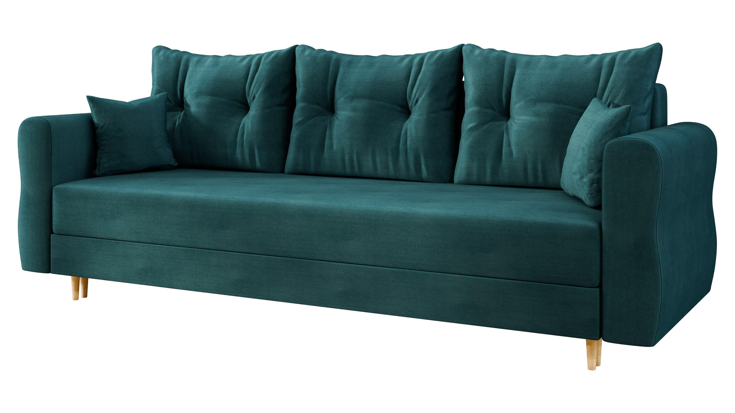 SCHLAFSOFA Zako S 3 - Türkis/Naturfarben, Holz/Textil (231/85/77cm) - MIRJAN24