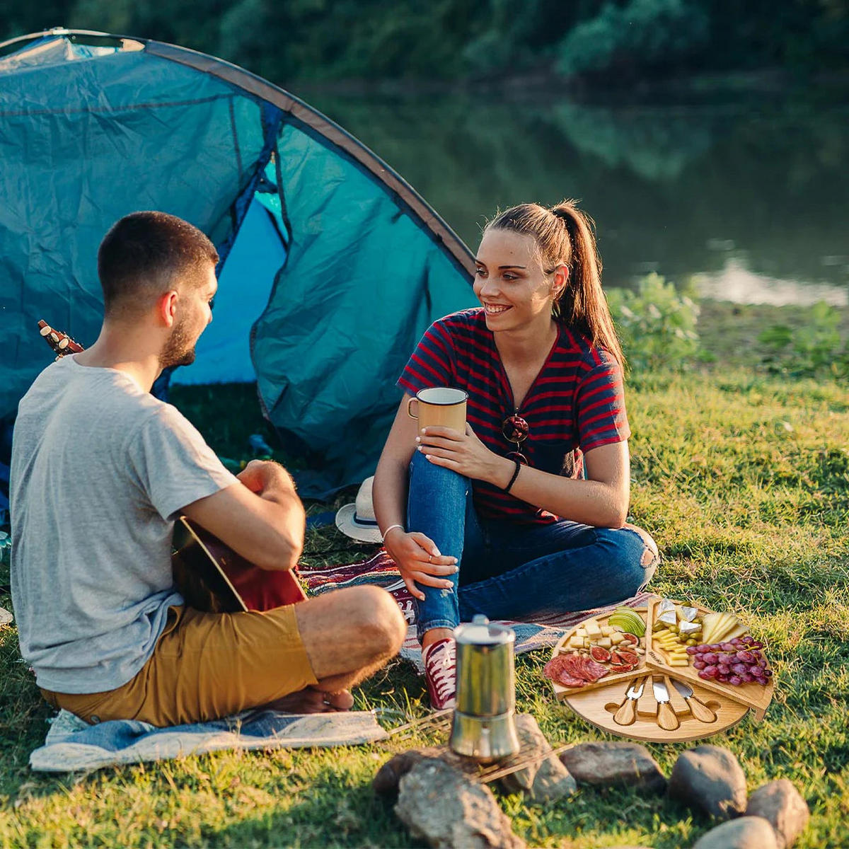 KÄSEBRETT mit Käsemesser Set 37cm - Beige, Holz (21/34.7cm) - BlauKe