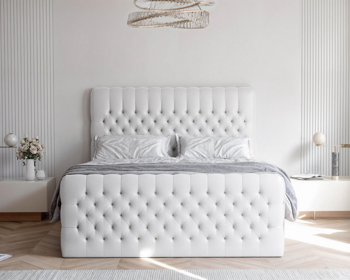 BOXBETT 180x200 cm mit Topper - Weiß, Holzwerkstoff/Textil (180/200cm) - Idohome