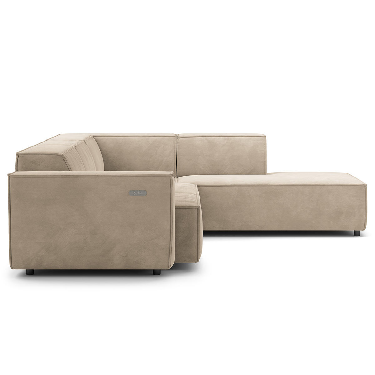 ECKSOFA mit Ottomane - Beige/Schwarz, Kunststoff/Textil (260/234cm) - home24