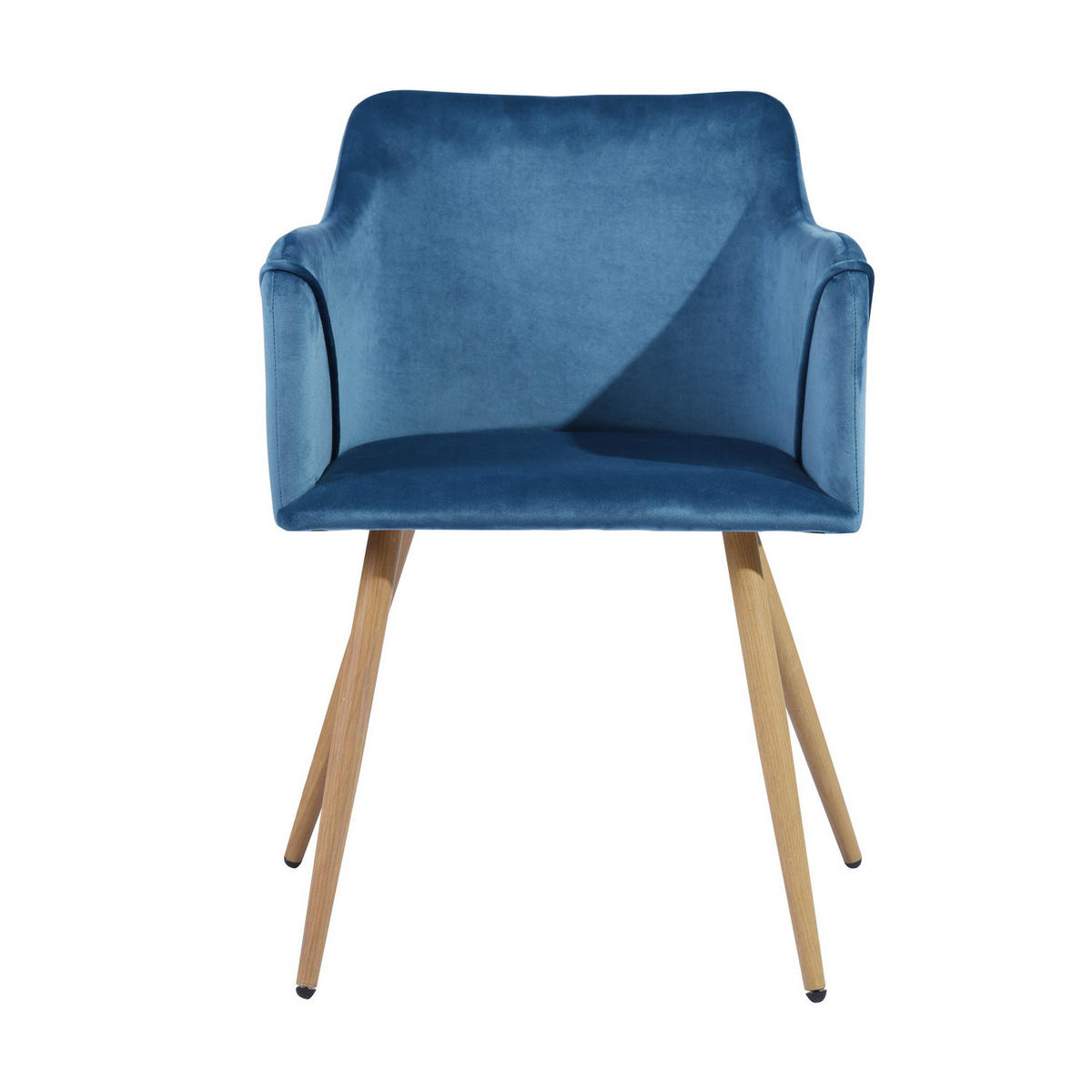 ARMLEHNSTUHL-SET 2 Stück in Samt Metallbeine - Blau/Eichefarben, Holzwerkstoff/Textil (54/75/53cm) - Urban Meuble