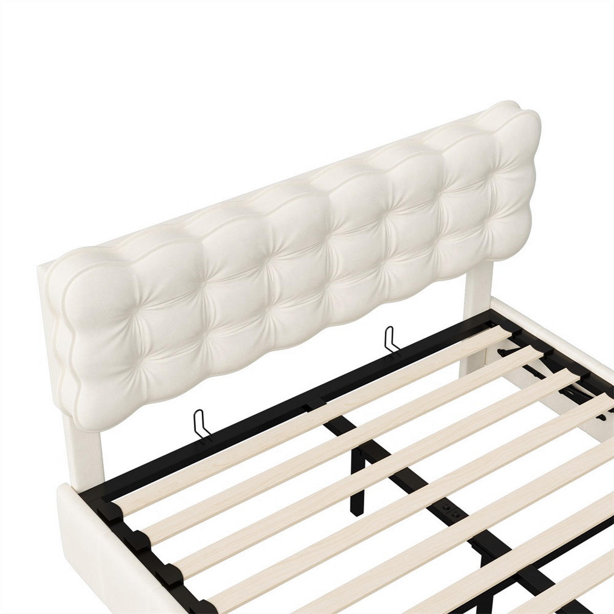 POLSTERBETT 140x200 cm - Doppelbett mit Stauraumfunktion und Bewegungsmelder-Bettendenleuchte - ohne Matratze - Beige - Beige, Textil (140/200cm) - DELFA
