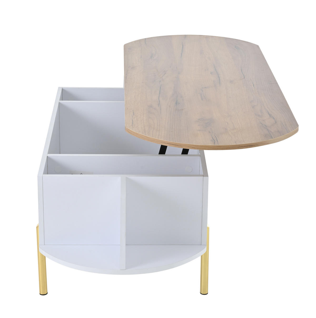 KONFERENČNÍ stolek 120/50/43 cm bílý z MDF se zvedací deskou a skrytým úložným prostorem - bílá, kompozitní dřevo (120/50/43cm) - OKWISH