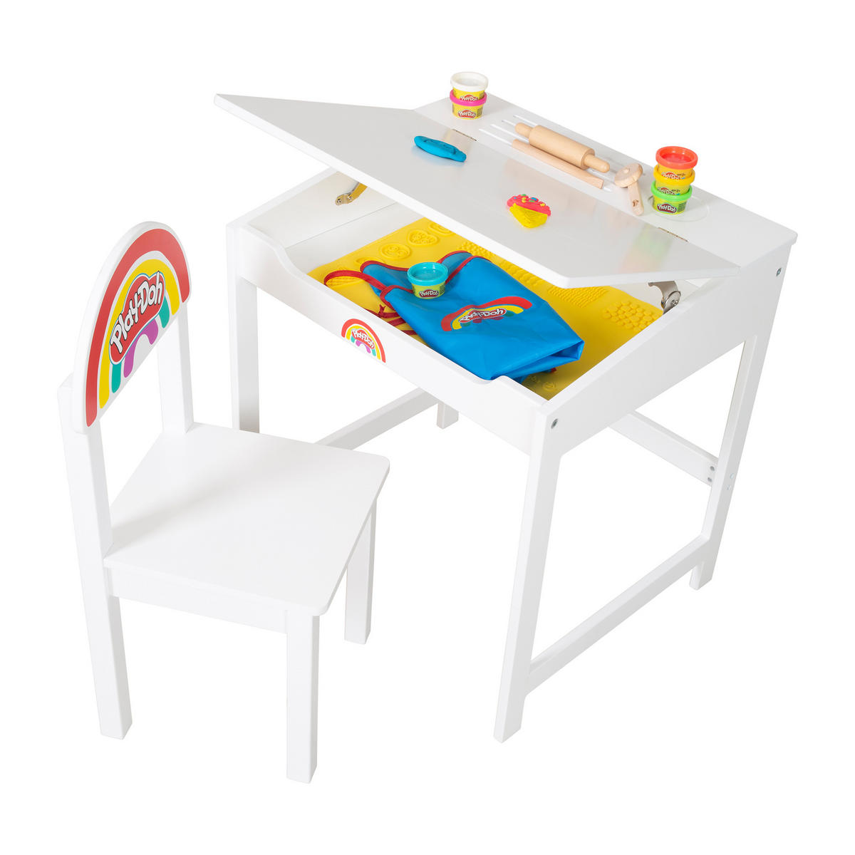 SCHULPULT MIT STUHL roba x Play-Doh - Weiß, Holzwerkstoff (55/58/49cm) - Roba