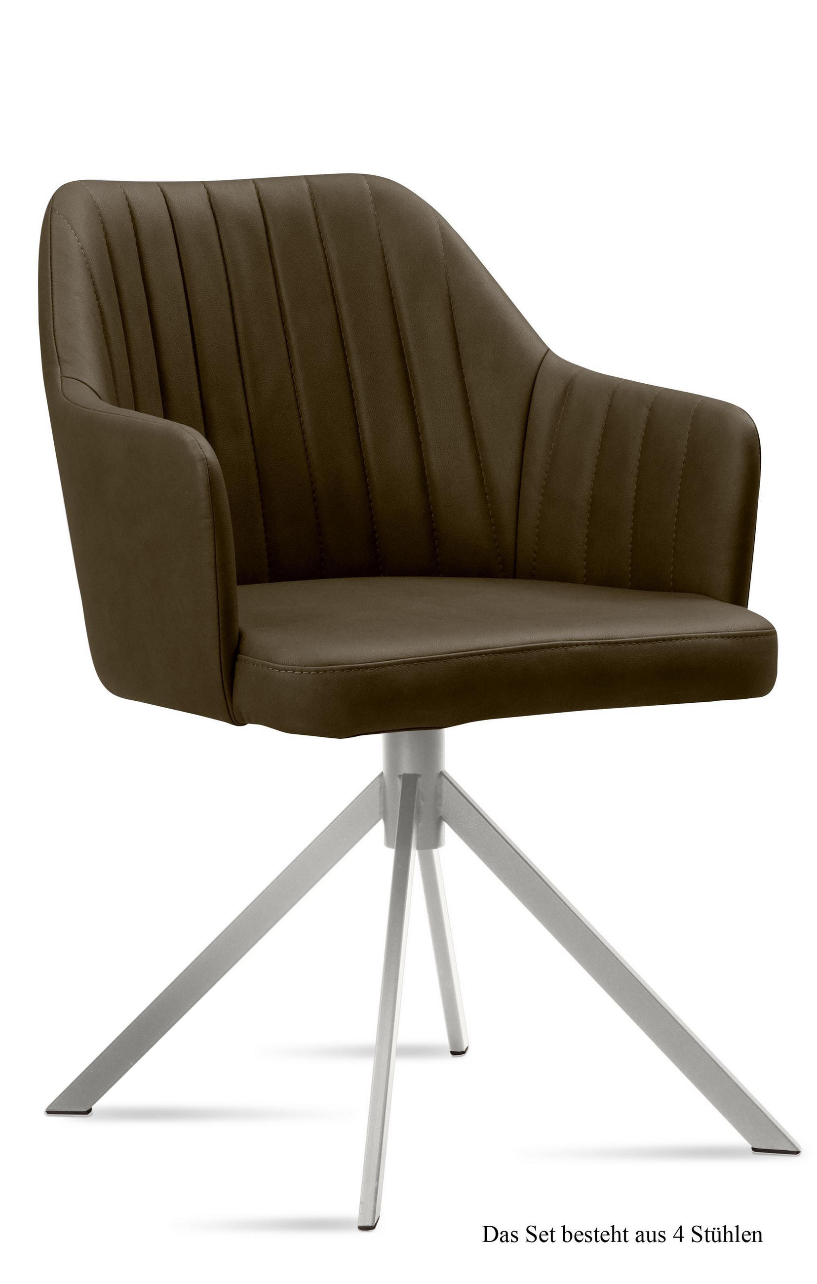 ARMLEHNSTUHL (4er-Set) Dorthe 58x81x60 Edelstahl/Khaki - Dunkelgrün/Edelstahlfarben, Kunststoff (60/81/58cm) - 58aufmkessel