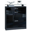SCHUHSCHRANK Loret Fronten in Schwarz Hochglanz - Schwarz Hochglanz, Holzwerkstoff (89/104/23cm) - Vladon