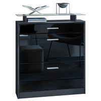 SCHUHSCHRANK Loret Fronten in Schwarz Hochglanz - Schwarz Hochglanz, Holzwerkstoff (89/104/23cm) - Vladon