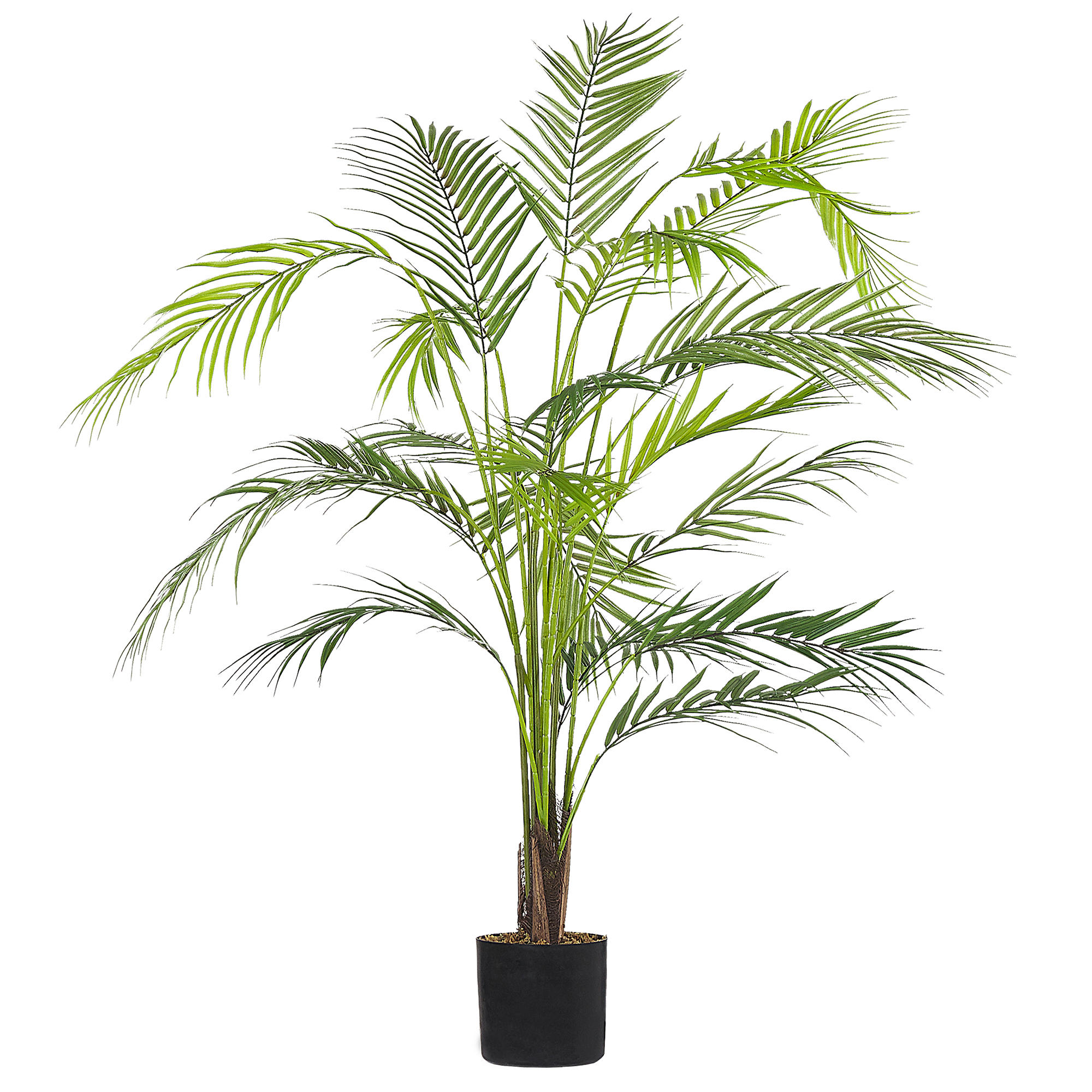 KUNSTPFLANZE im Blumentopf 124 cm Grün/Schwarz Areca Palm - Schwarz/Grün, Kunststoff (124cm) - Beliani