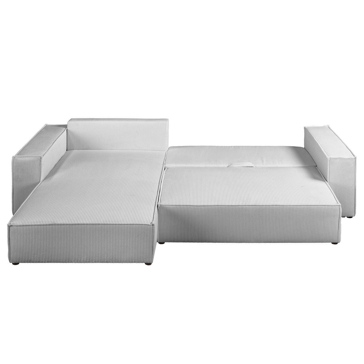 ECKSOFA mit Schlaffunktion - 290 cm - Hellgrau/Schwarz, Kunststoff/Textil (290/185cm) - home24