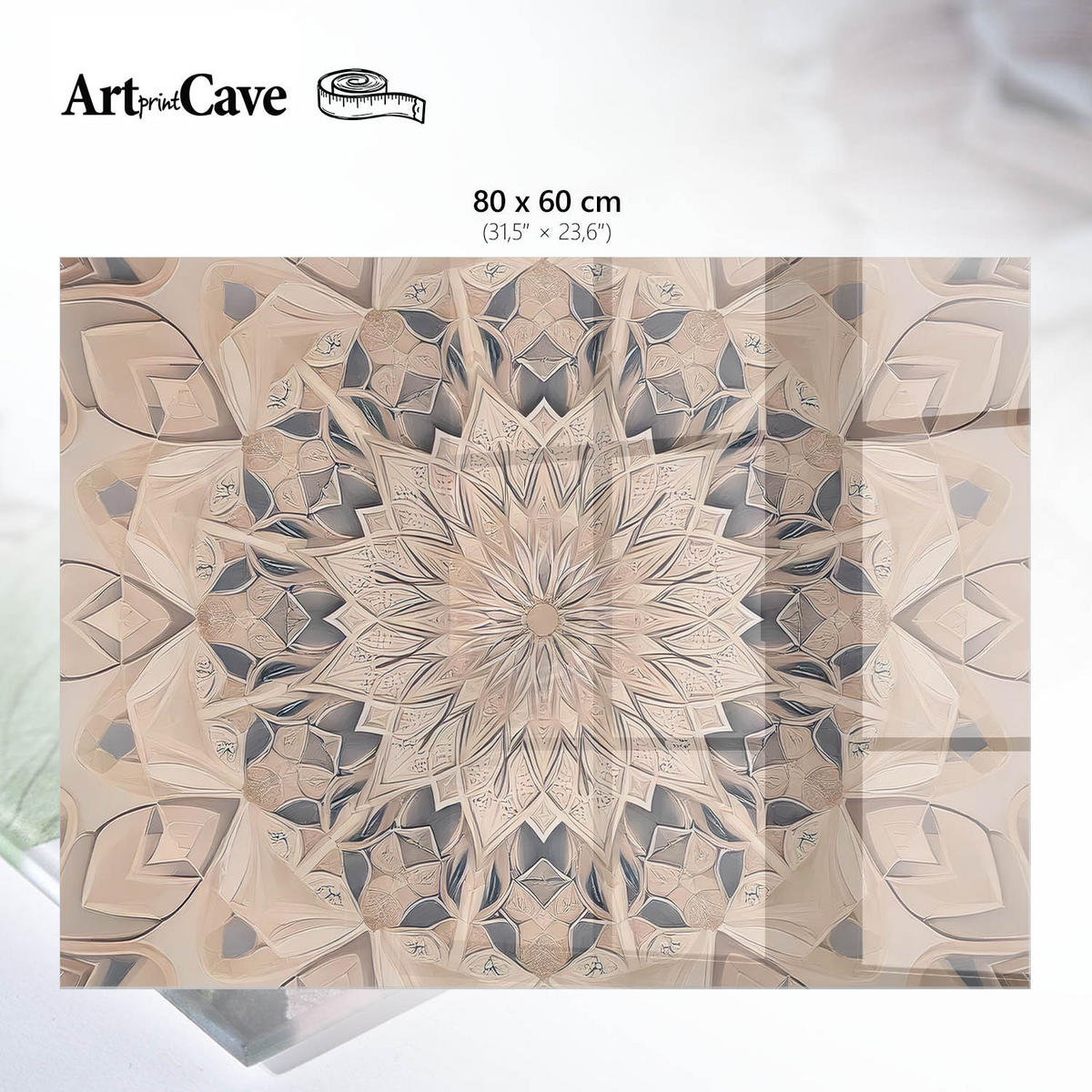 GLASPLATTE 80x60 cm – Kaleidoskopisches Muster - Grau, Glas (0.4/80/60cm) - ArtPrintCave