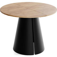 ESSTISCH Lamio runder ausziehbarer, Eiche Hell Braun 120-200/120/76 cm - Eiche Wotan/Schwarz, Holzwerkstoff/Metall (120/120/76cm) - WFL GROUP