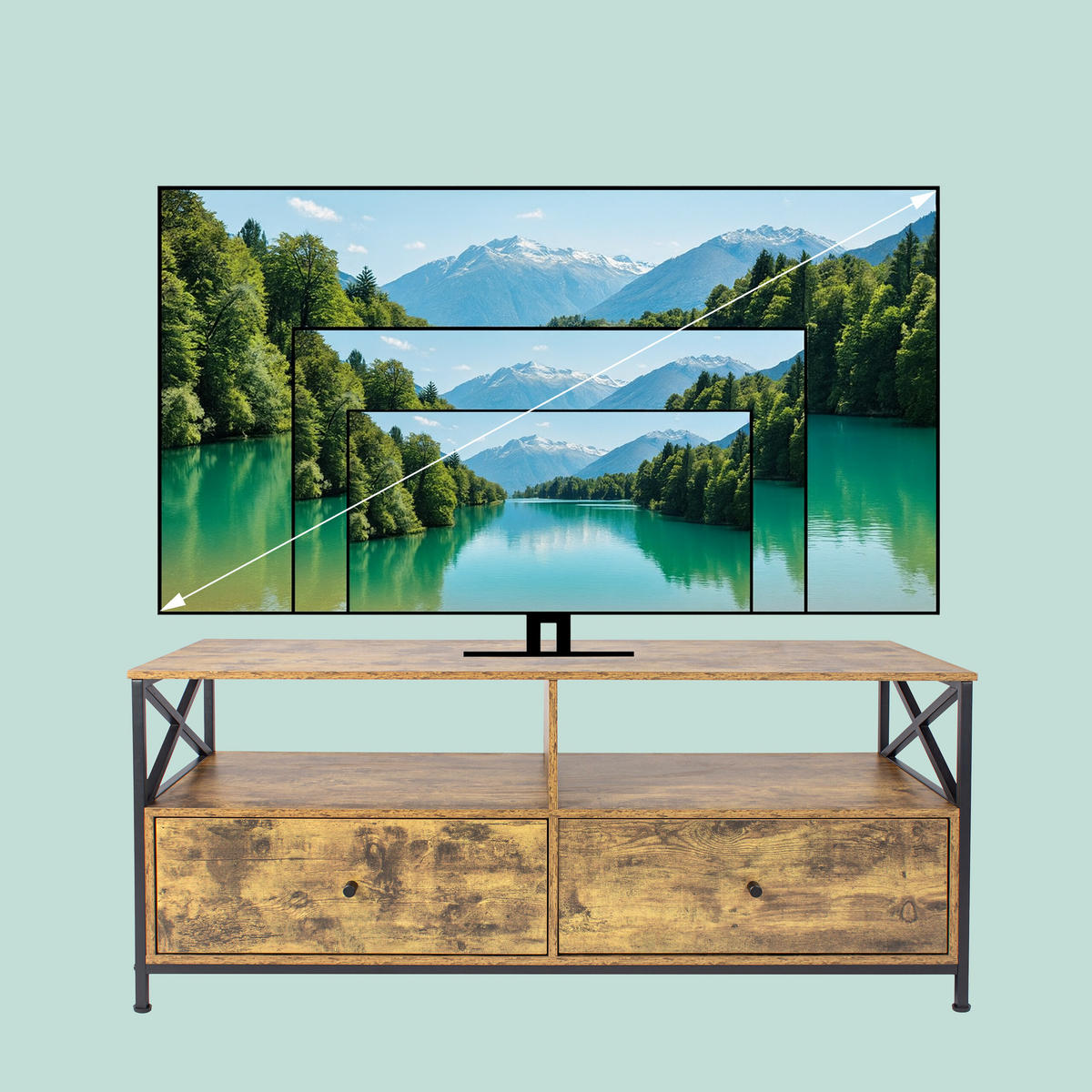 TV-LOWBOARD - Braun, Holzwerkstoff/Metall (120/50/40cm) - Relaxdays