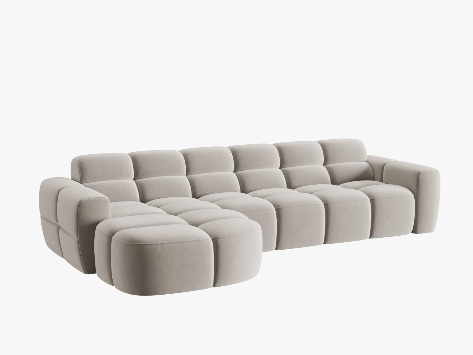 ECKSOFA links Lisa aus Samt leichtes beige 4 Sitzplätze - Creme, Textil (170/310cm) - Micadoni